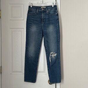 Madewell The Mom Jean Size 25 High Rise Vintage Wash Distressed Straight Leg